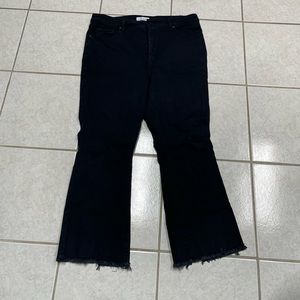 Ann Taylor Petite 14 black jeans flared raw hem